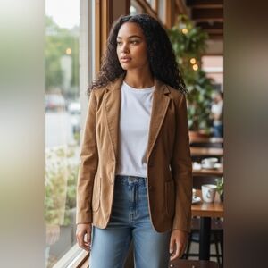 Women's Tan Corduroy Blazer